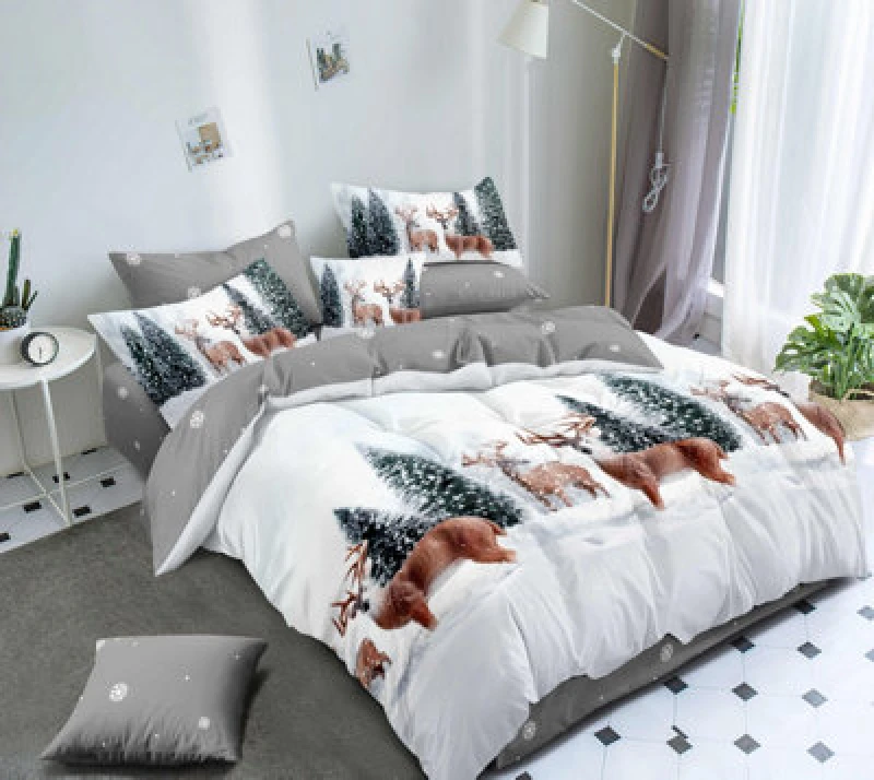 Image of Ezysleep Ezysleep Winter Scene Christmas Duvet Set in White Size: Single White Single Unisex 0753775273918