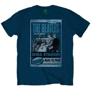 Image of The Beatles Shea Stadium 1965 Mens Small T-Shirt - Light Navy