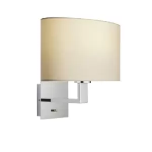 Image of Wall Light & Shade Chrome Plate & Taupe Fabric 60W E27 Living Room e10468