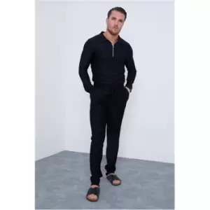 Image of I Saw It First Black Ribbed Pleated Joggers - Black