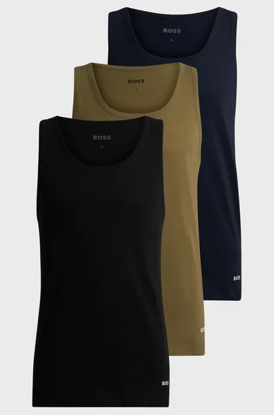 Image of BOSS Bodywear Three-Pack Classic Cotton-Jersey Tank Tops - L Multi Tops male 50517863-992 L