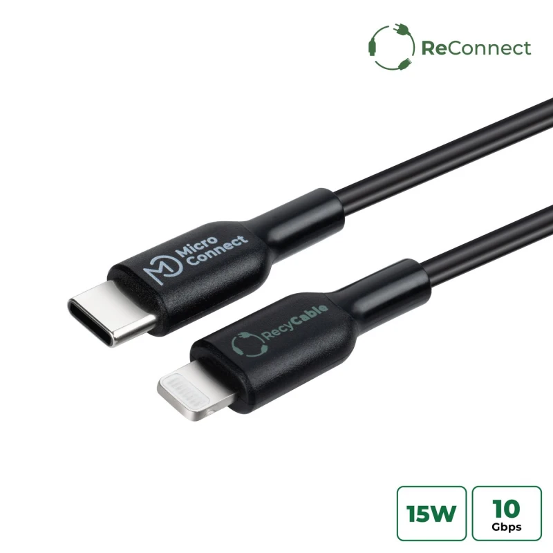 Image of Microconnect ECO-USB3.1CL1 lightning cable 1m Black