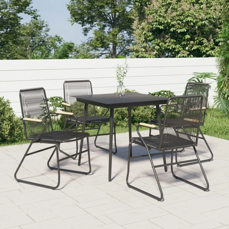 Image of VIDAXL Garden Chairs 4 pcs Black 58x59x85.5cm pvc Rattan Vidaxl 8720286090367
