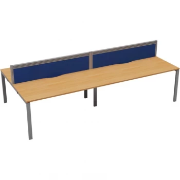 Image of 4 Person Double Bench Desk 1400X780MM Each - Silver/Beech