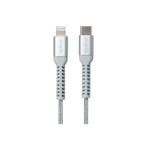 Image of Maplin Rapid Charging C94 Braided Lightning to USB Type-C Cable - Grey, 2m