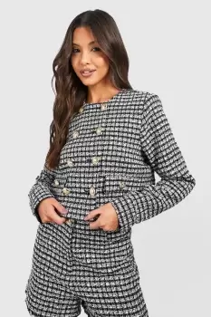 Image of Boucle Cropped Double Breasted Blazer
