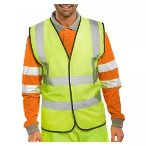 Image of Bseen en iso 20471 vest s/yell small (bulk pac of 100 vests ) - Hi Vis - Saturn Yellow - Beeswift