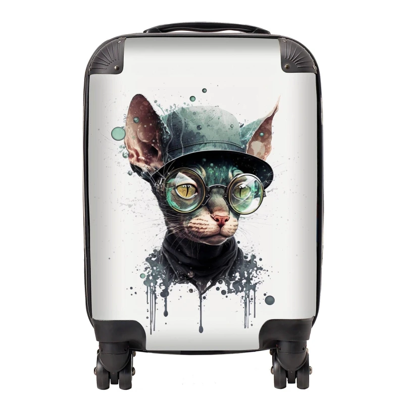 Image of Warren Reed - Designer Cornish Rex Cat Splashart Suitcase Size: Large Multicolor Unisex Large