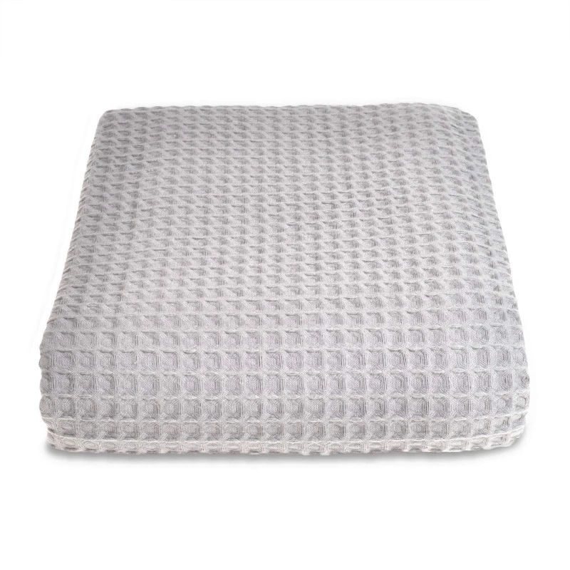 Image of Allure Bath Fashions Luxury Hotel Waffle Throw Blanket Bedspread - 100% Cotton in Light Grey Size: Extra Large Light Grey Unisex Extra Large