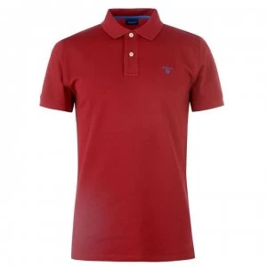 Image of Gant Contrast Collar Polo Shirt - Red 617