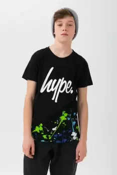 Image of HYPE BOYS BLACK PAINT SCRIPT T-SHIRT