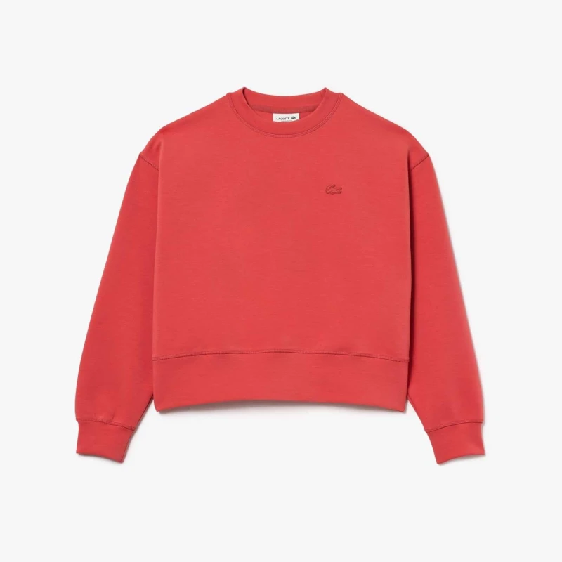 Image of Lacoste Oversized Cotton Sweatshirt Red female 8