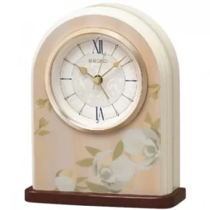 Image of Seiko Clocks Floral Mantel Alarm Clock