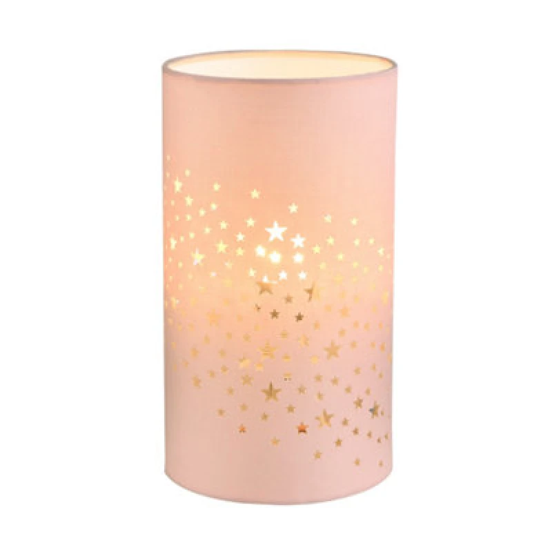 Image of Happy Homewares Contemporary Stars Decorated Children/kids Blush Pink Cotton Bedside Table Light