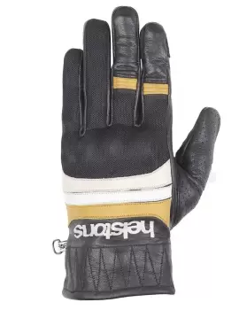 Image of Helstons Bull Air Ete Leather Mesh Black Beige White Yellow Gloves T8