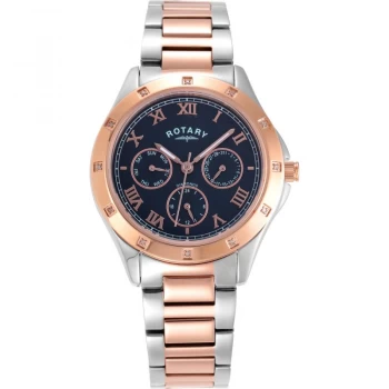 Image of Rotary Blue And Two-Tone Rose 'Hero' Dress Watch - LB00063/05/D