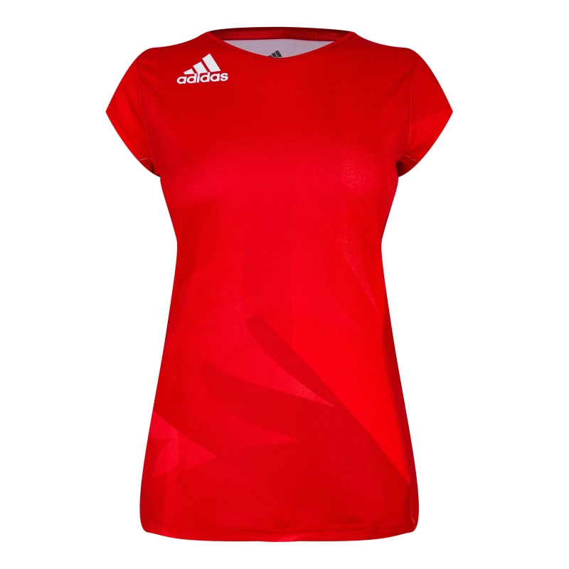Image of adidas Womens Short-Sleeve Performance Gym Top Red female 16 (XL)