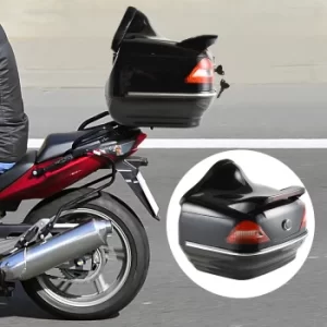 Image of HOMCOM 26L Streamline Plastic Motorcycle Trunk w/ Reflector Red/Black