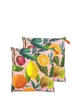 Image of Citrus Water & Uv Resistant Outdoor Floor Cushion 2 Pack
