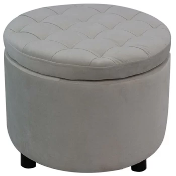 Image of Fwstyle - Cream Velvet Round Ottoman Storage Stool Footrest - Cream