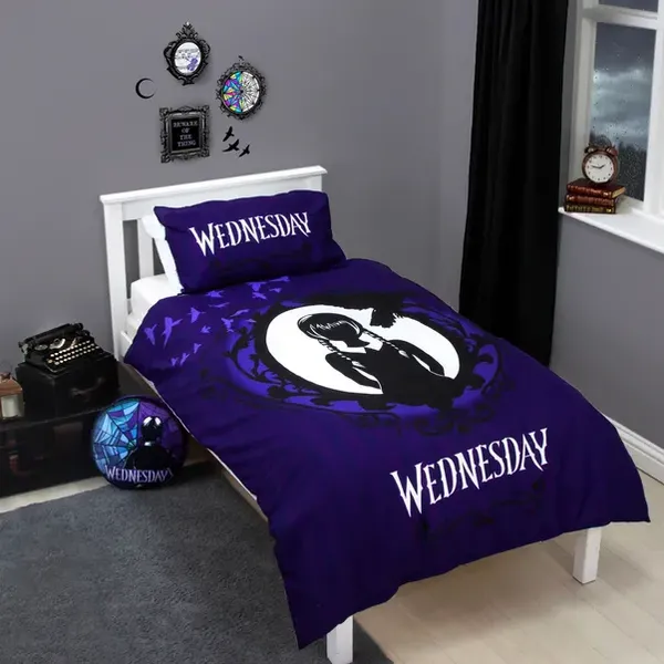 Image of Wednesday Destined Single Duvet Cover and Pillowcase Set Purple