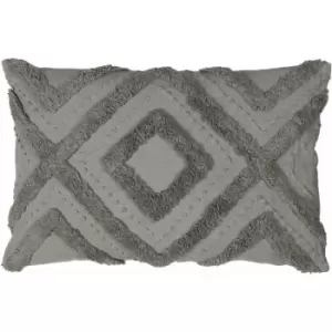 Image of Furn Orson Geometric Tufted 100% Cotton Cushion Cover, Grey, 30 x 50 Cm