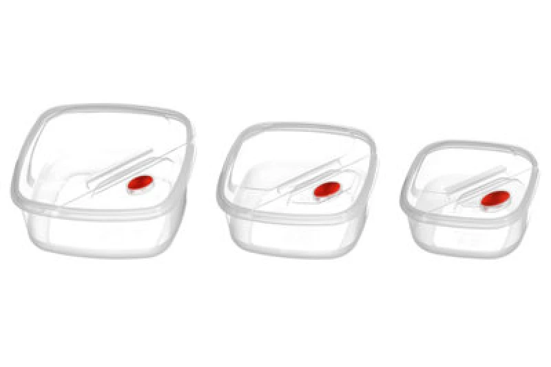 Image of Interiors by Premier Set of 3 Clear Plastic Storage Containers, Plastic Containers with Lid Steam Vents, Insulated Containers White