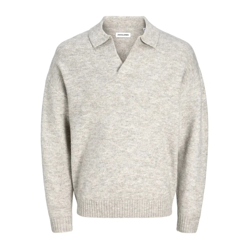 Image of jack & jones Open Jumper with Polo Collar grey Men S;M;L;XL;XXL
