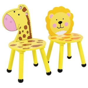 Image of Charles Bentley Kids Jungle Safari Lion Chairs - Set of 2