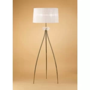 Image of Floor lamp Loewe 3 Bulbs E27, antique brass with white shade