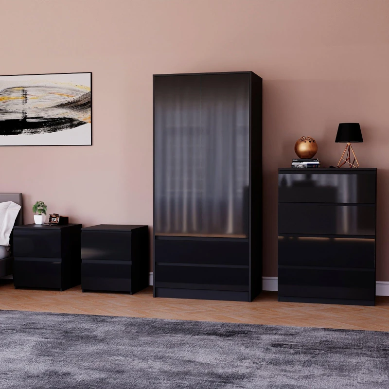 Image of Lassic Vida Designs Glinton Gloss 4 Piece Bedroom Set 2 Black unisex 4 Piece