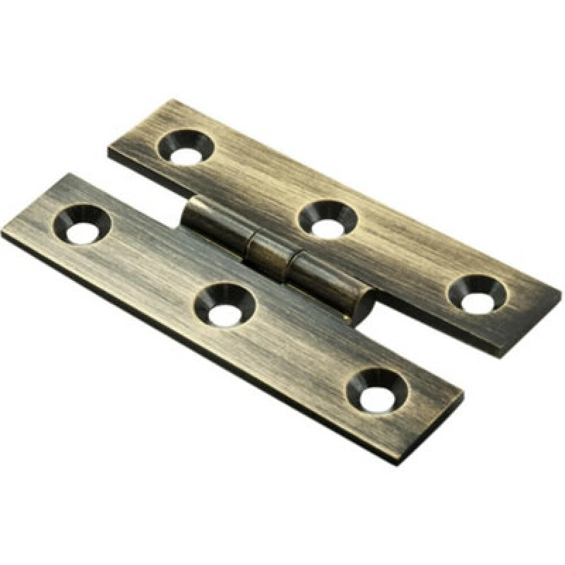 Image of Loops PAIR 63 x 38 x 2mm H Pattern Cabinet Hinge Antique Brass Cupboard Door Metallics