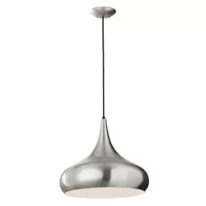 Image of 1 Bulb Ceiling Pendant Light Fitting Brushed Steel LED E27 100W Bulb