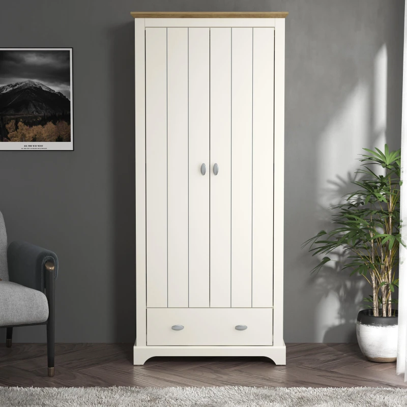 Image of Homelife Tetbury 2 Door Wardrobe - White White One Size