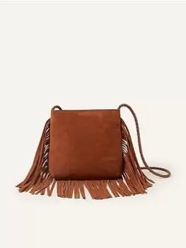 Image of Accessorize Leather Fringe Cross-Body Bag