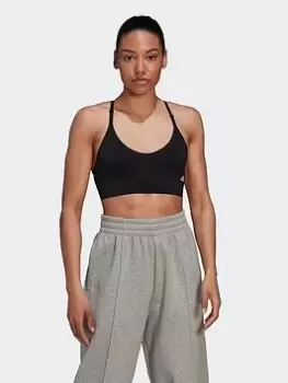 Image of adidas PureLounge Light-Support Strappy Bra, Black/White Size XL Women