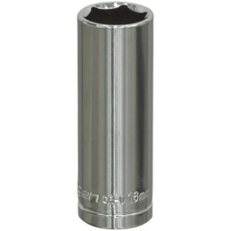 Image of Loops 16mm Chrome Plated Deep Drive Socket - 3/8" Square Drive High Grade Carbon Steel Metallics