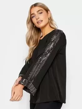 Image of M&Co Sequin Trim Top, Black, Size 8, Women