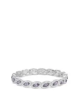 Image of Jon Richard Silver Plated Lavender And Crystal Navette Stretch Bracelet