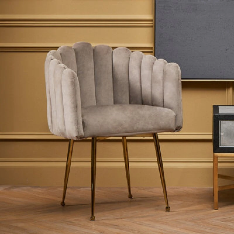 Image of Premier Housewares Mink Velvet Dining Chair, Modern Chair with Golden Legs, Lasting Accent Chair for Home, Office Brown