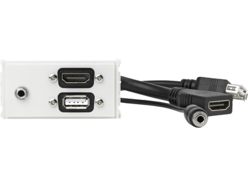 Image of Vivolink WI221281 socket-outlet HDMI + USB A + 3.5mm White