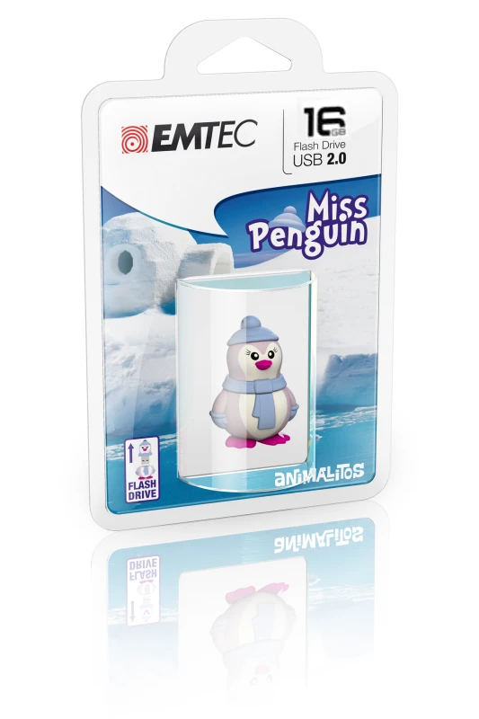 Image of Emtec Miss Penguin USB flash drive 16GB USB Type-A 2.0 Blue. Purple.