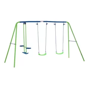 Image of Outsunny 2 Swings and Glider Height Adjustable Outdoor Play Set, none