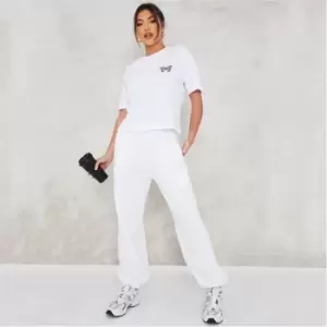 Image of I Saw It First Basic Embroidered T Shirt and Joggers Set - White