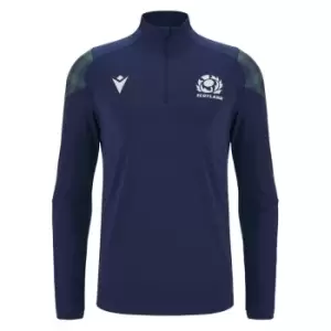 Image of Macron Scotland Rugby 6 Nations Quarter Zip Fleece 2023 2024 Adults - Blue
