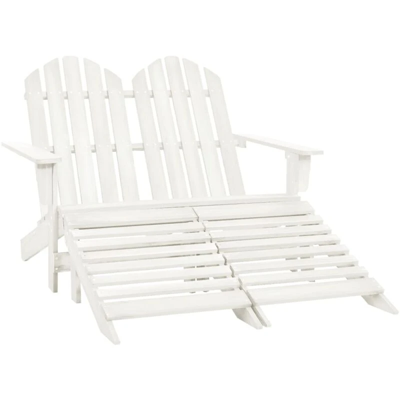 Image of VIDAXL 2-Seater Garden Adirondack Chair&Ottoman Fir Wood White Vidaxl 8720286240908