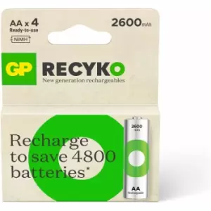 Image of GP - RHC272E044 Recyko NiMH 2600mAh aa 4's ecv paper box