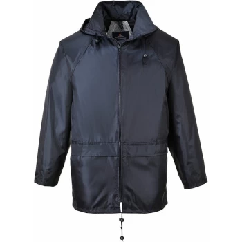 Image of Portwest - S440 Navy Sz S Classic Rain Jacket Coat Waterproof Hooded Zipped