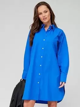 Image of Tommy Hilfiger Midi Shirt Dress - Blue Size 38, Women