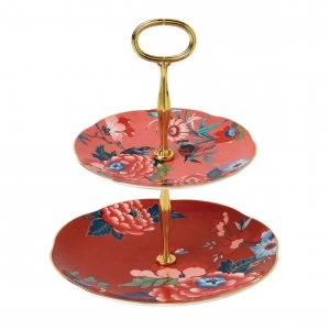 Image of Wedgwood Paeonia Blush 2 Tier Cake Stand Pink